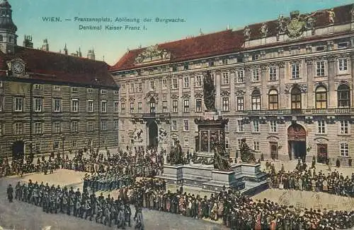 Austria Wien Franzensplatz 1916 replacement of castle guard Kaiser Franz statue