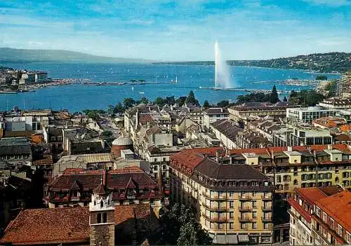 Switzerland Geneva view on lake and city