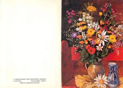 Flower postcard painting V. Barta Eva Viragcsebdelet flower still life
