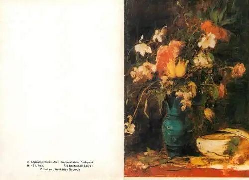 Flower postcard painting Munkacsy Mihaly still life