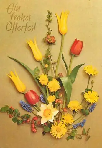 Flower postcard bouquet Germany Ein frohes Olterfest