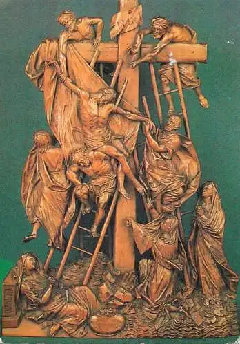 Fine arts postcard sculpture Happy Easter Descent from Cross