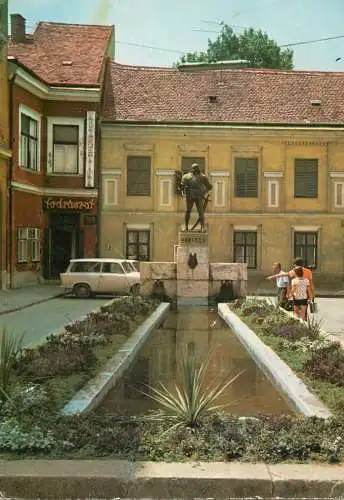 Hungary Szekesfehervar statue of castle captain Varkocs