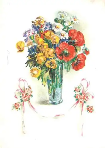 Flower postcard flower vase painting Kallay Zsolt