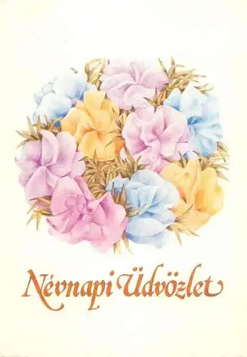 Flower postcard Nevnapi Udvozlet