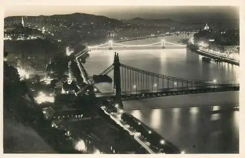 Hungary Budapest Danube bridges & cityscape nocturnal panorama