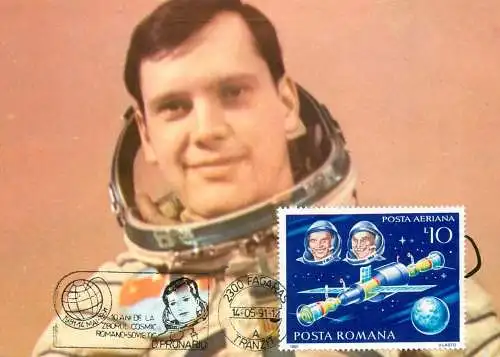 Romania cosmonaut Dumitru Prunariu 1981 Soviet-Romanian crewed Soyuz 40 spaceflight lot of 4 maxi cards