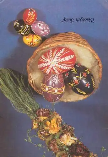Easter scene postcard HUngary Wesotych Inviat