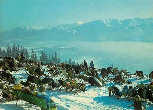 Poland Zakopane ski resort winter sunbathing