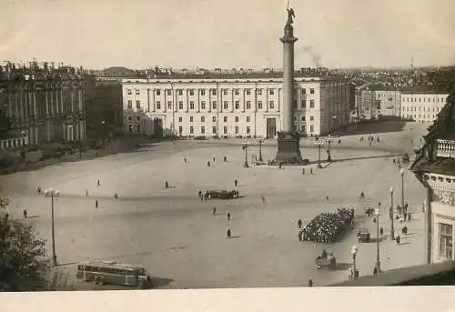 Russia Leningrad parade in city main swuare and column