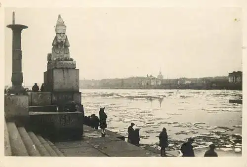 Russia Leningrad Egypt warf sphinx statue and dock