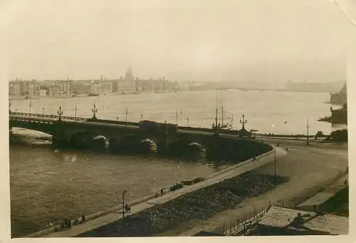 Russia Leningrad bridge and tram