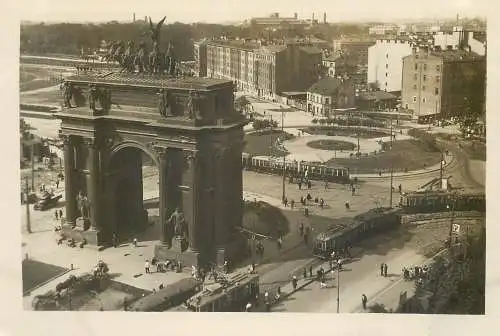 Russia Leningrad Narva gates and tram