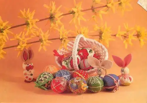 Hungary Easter scene and painted eggs