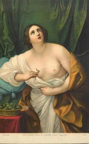Guido Reni - Cleopatra che si uccide con l`aspide, Stengel fine art postcard (crease)