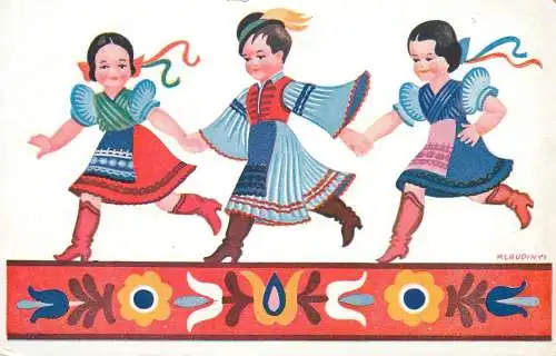 Hungarian folk types costumes patterns artist Klaudinyi
