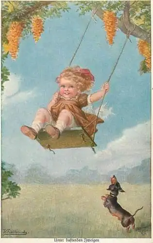 Wally Fialkowska Dackel Teckel Dachshund Girl Swing