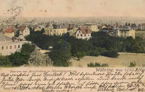 AK Währing Wien panorama vom Aussichthurm 1901