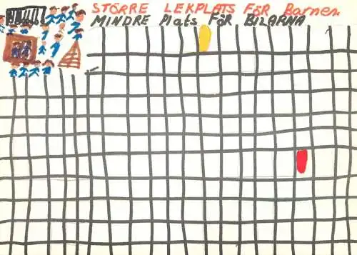 Sweden children drawing mindre plats dor bilarna