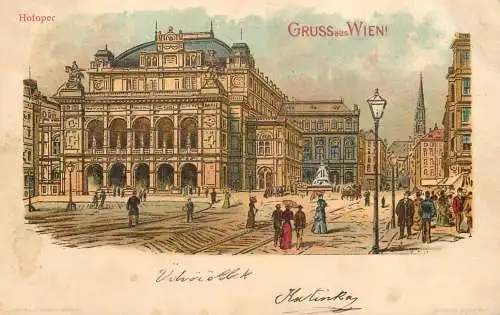 Gruss aus Wien Hofoper Litho 1899