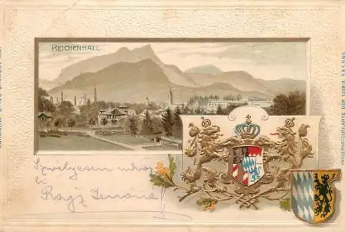 Reichenhall Litho embossed crest heraldry 1900s