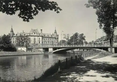 Czech Republic Ceske Budejovice Dimitrov Bridge & Palace of Justice