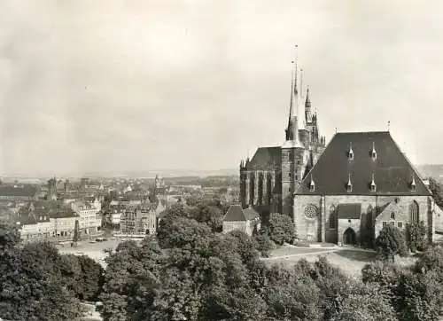 Germany Erfurt Blick vom Petersberg auf Dom und Severikirche
