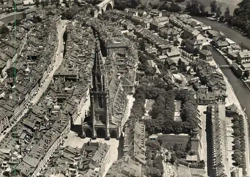 Switzerland Bern Munster mit Altstadt aerial view