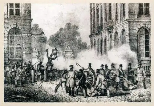 Photo Le Soir L'artillerie des Patriotes devant le Parc le septembre 23 1830 carte 10