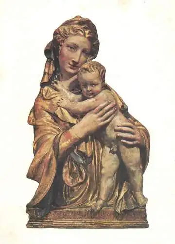 Fine arts postcard statue Madonna and child Florentine School