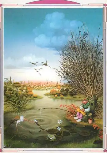 Fine arts postcard paintings Kein Fang im Schlaf M. kovacic