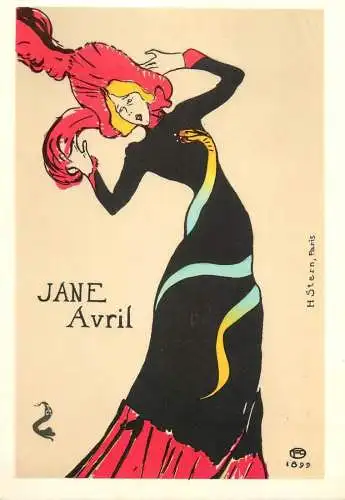 Fine arts postcard paintings H. de Toulouse Lautrec poster for Jane Avril