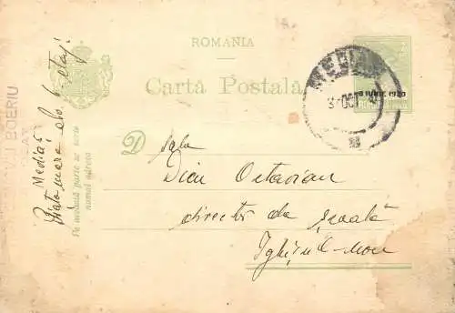 Postal services stationery postcard Romania 1930 personal correspondence