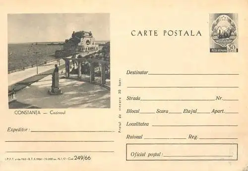 Postal services stationery postcard Romania Constanta casino