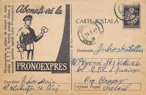 Postal services stationery postcard Pronoexpres add