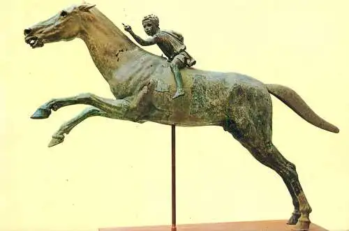 Fine art sculpture postcard Athens national arch museum the jockey of artemision