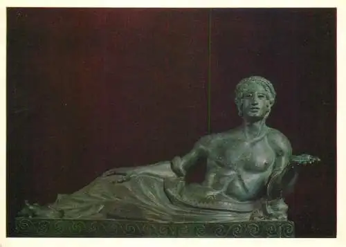 Fine art sculpture postcard cinerary urn in the form of a reclining youth bronze Leningrad