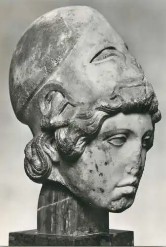 Fine art sculpture postcard Athena head and helmet Dresden Germany