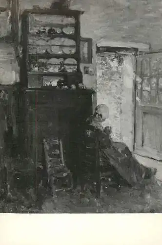 Fine art painting postcard Romania N. Grigorescu interior la vitre