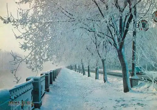 Russia Moscow deep winter scene and river banks