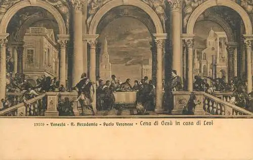 Venezia fine art postcard R. Accademia Paolo Veronese Cena di Gesu in casa di Levi