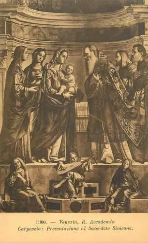 Venezia fine art postcard R. Accademia Carpaccio presentazione al Sacerdote Simeone