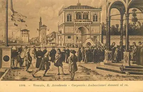 Venezia fine art postcard R. Accademia Carpaccio ambasciatori devanti al re