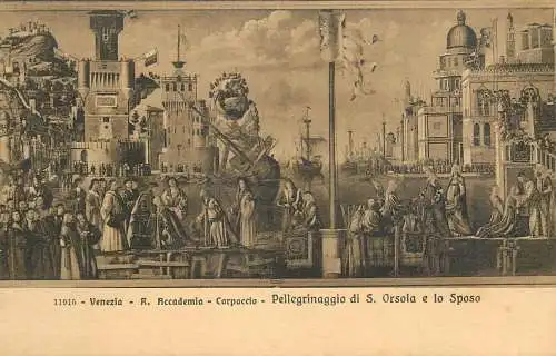 Venezia fine art postcard R. Accademia Carpaccio pellegrinaggio S. Orsola e la sposa
