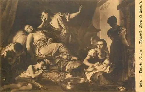 Venezia fine art postcard R. Accademia Cignaroli Morte di Rachele