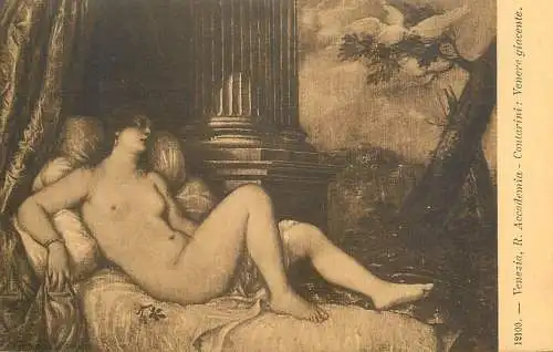Venezia fine art postcard R. Accademia Contarini venere giacente