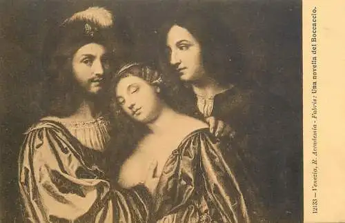 Venezia fine art postcard R. Accademia Fabris una novella del Boccaccio