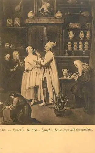 Venezia fine art postcard R. Accademia Longhi la Bottega del farmacista