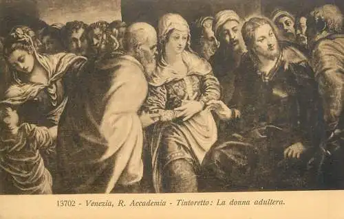 Venezia fine art postcard Veronese Tintoretto la donna adultera