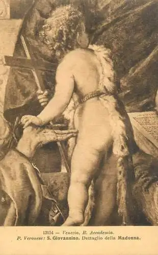 Venezia fine art postcard Veronese S. Giovannino dettaglio della Madonna